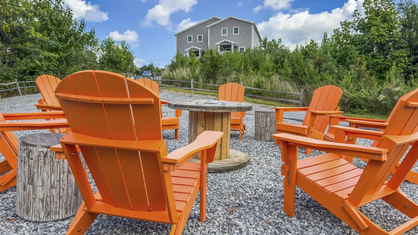 Social cicle with 8 Adirondack chairs