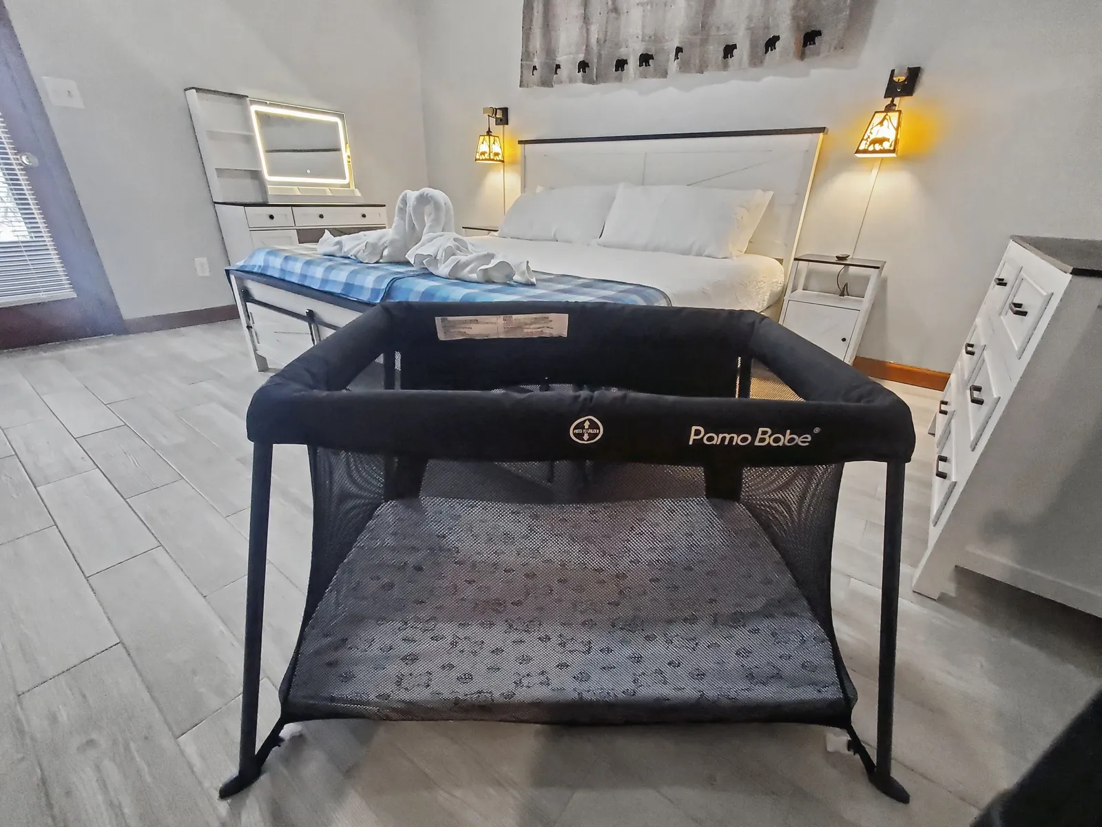 Portable crib provided for guests at Gatlinburg Landing