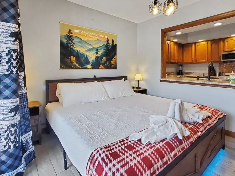 Additional sleeping area with king size bed at Gatlinburg Landing