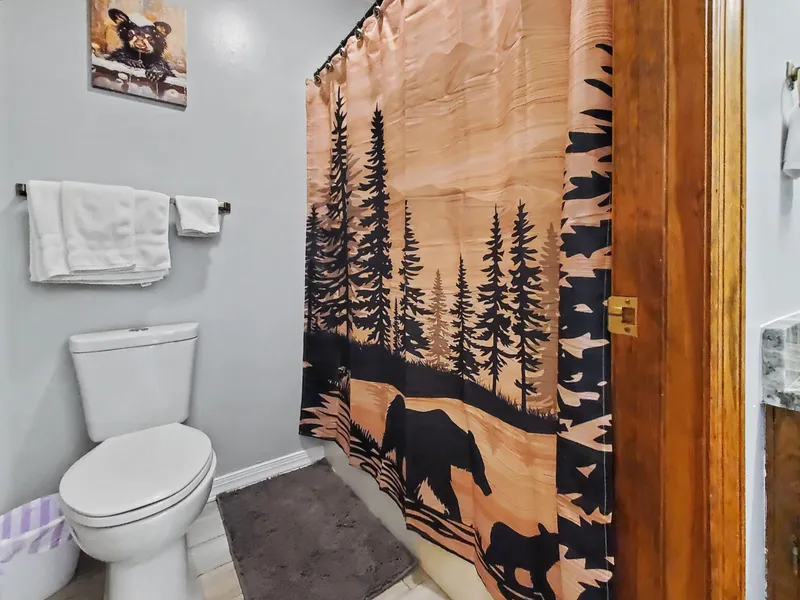 Toilet and full bath tub in the master bathroom