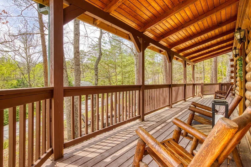 Sweet Dreams rocking chairs on covered wrap around deck