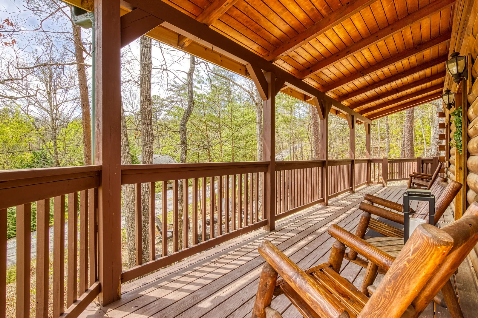 Sweet Dreams rocking chairs on covered wrap around deck 