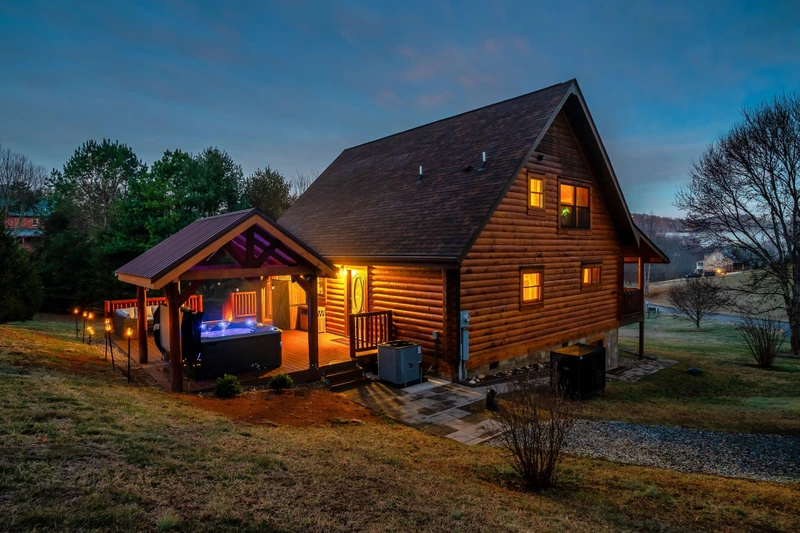 Unwind in the hot tub under the gazebo—perfect for evenings under the stars.