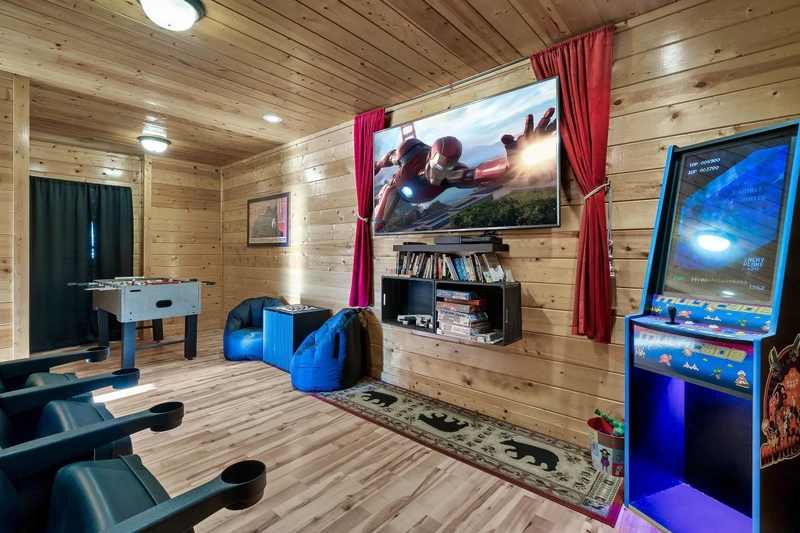 Game Room with foosball, arcade & theater