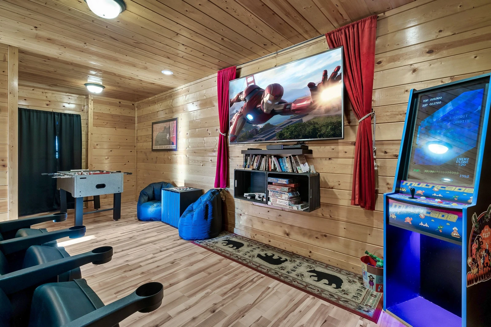 Game Room with foosball, arcade & theater