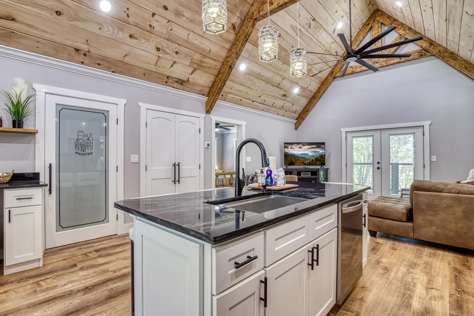 Mountain Lake Home bar top and living room