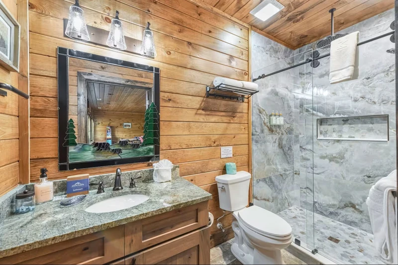 Rec Room Full Bath with Rain Can Dual Shower Heads
