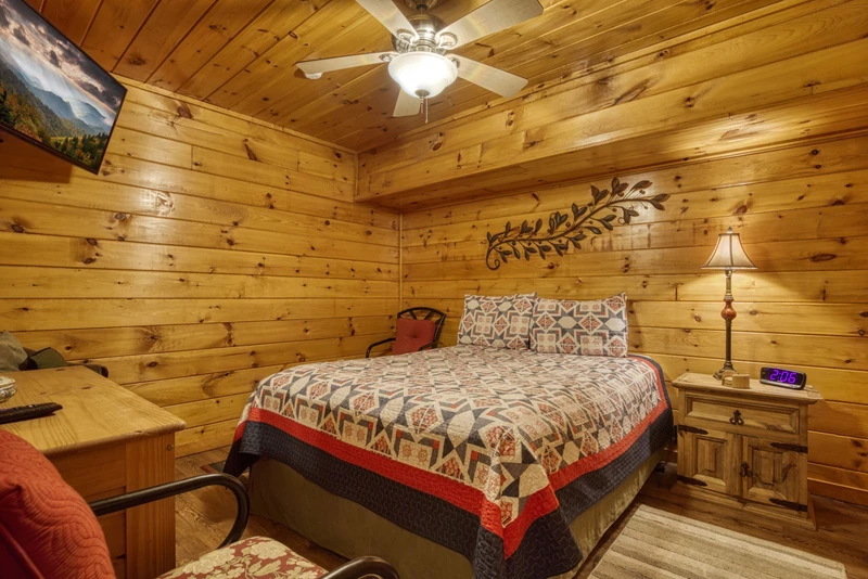 Three Bears lower level bedroom with queen size bed