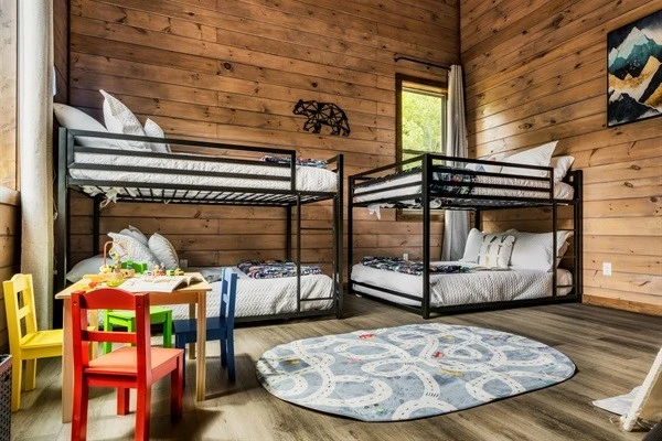 Bedroom 6: Bunk bedroom with 2 full over full bunks on second floor with 43 inch Roku HDTV with en suite full bathroom