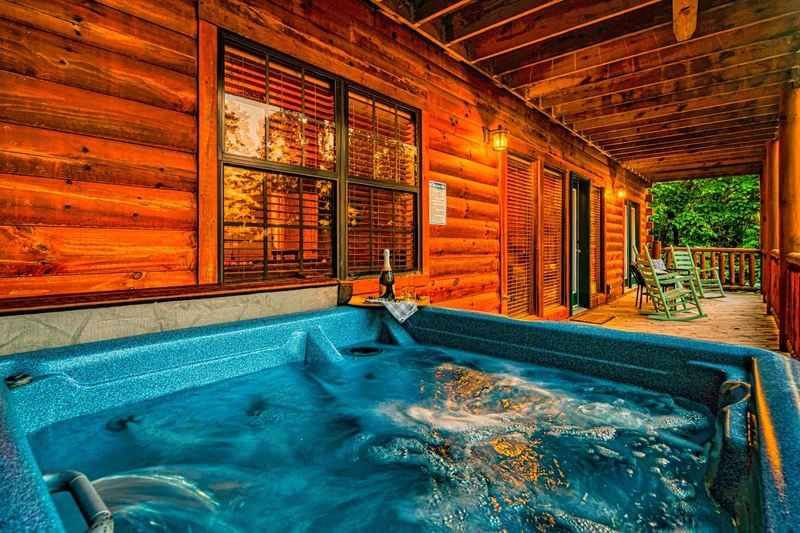 Relax in the lower deck hot tub as you enjoy the sunset & views