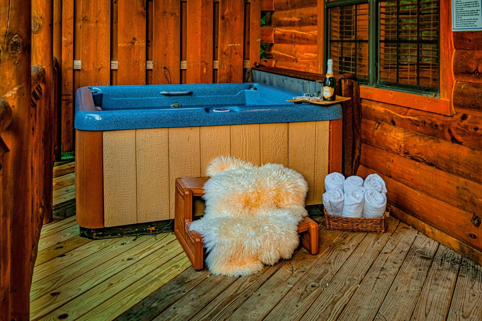 Unwind in the hot tub after your daytime adventures