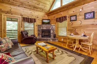 Living and Eating Area Naughty Pines Pigeon Forge Cabin Rental