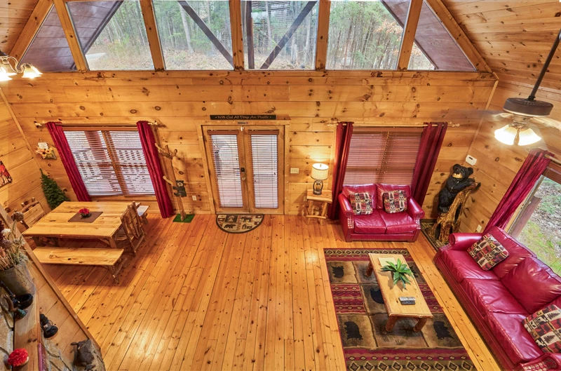 A view from the loft! Plenty of space to enjoy a movie at night.