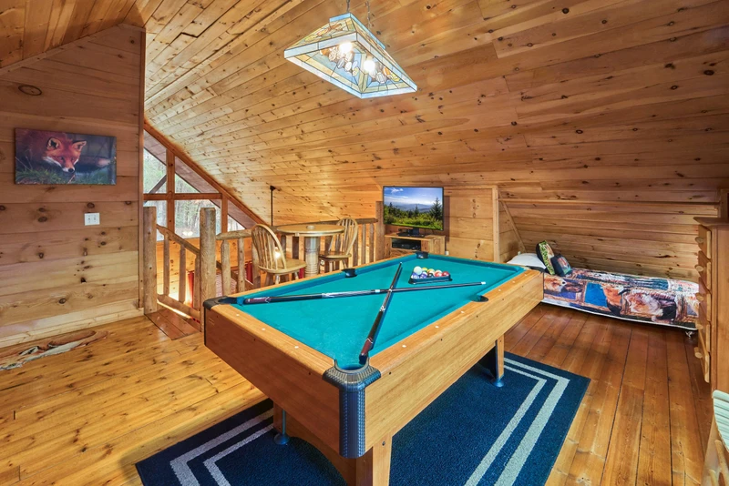 There are two cubbies on each side of the pool table.