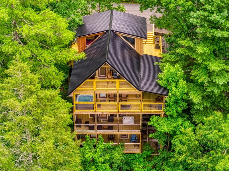 Bearadise Mountain Lodge aerial view of the cabin
