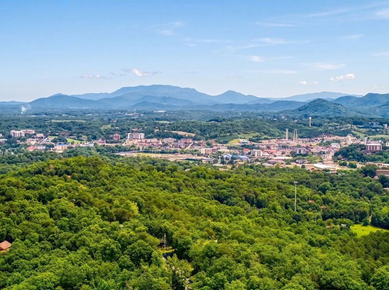 Bearadise Mountain Lodge aerial view of the Smoky Mountains
