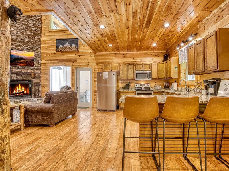 Woodness Gracious fully furnished kitchen and living room