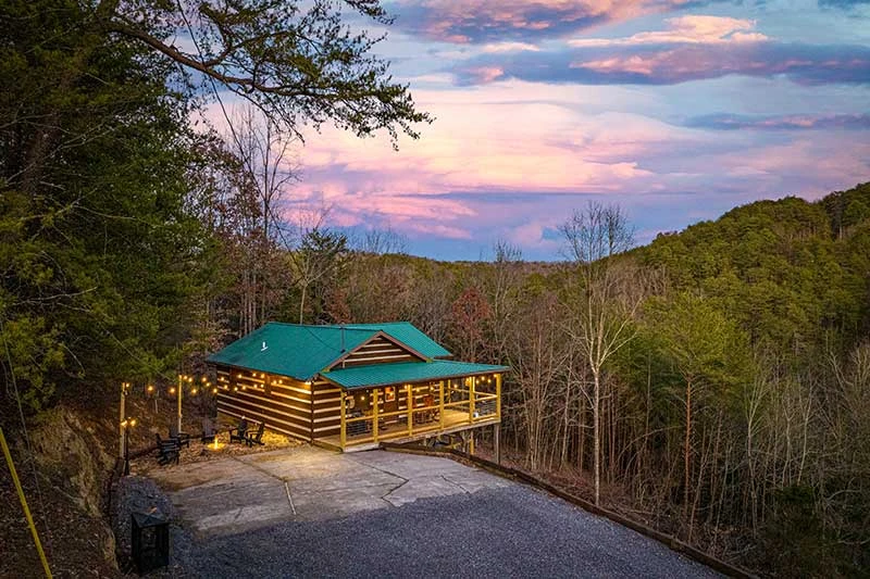 Aerial view of your Smoky Mountains cabin rental parking area.
