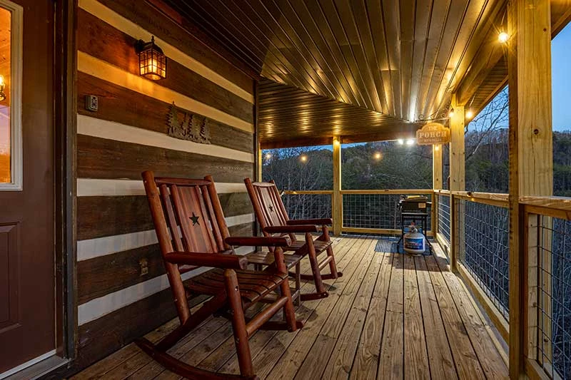 Watch from your cabin's front porch rockers as dusk settles over the Smokies.