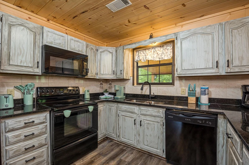 Fully equipped cabin kitchen. 