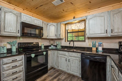 Fully equipped cabin kitchen. 