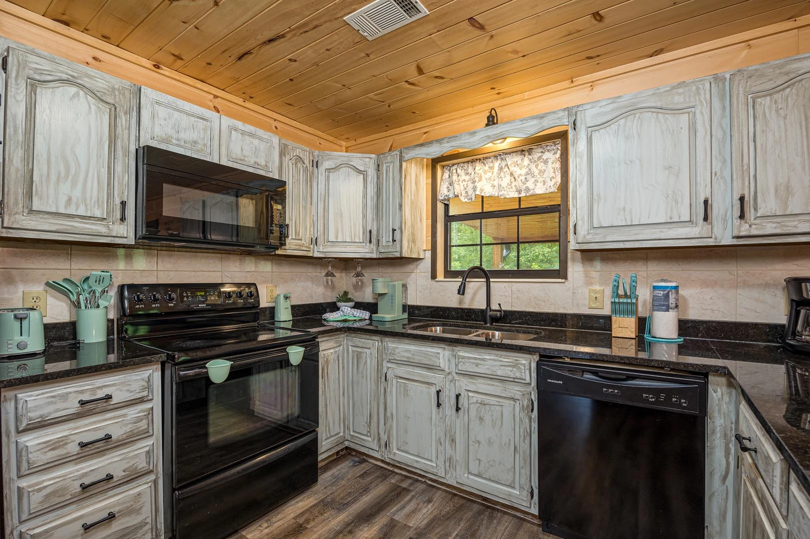 Fully equipped cabin kitchen. 