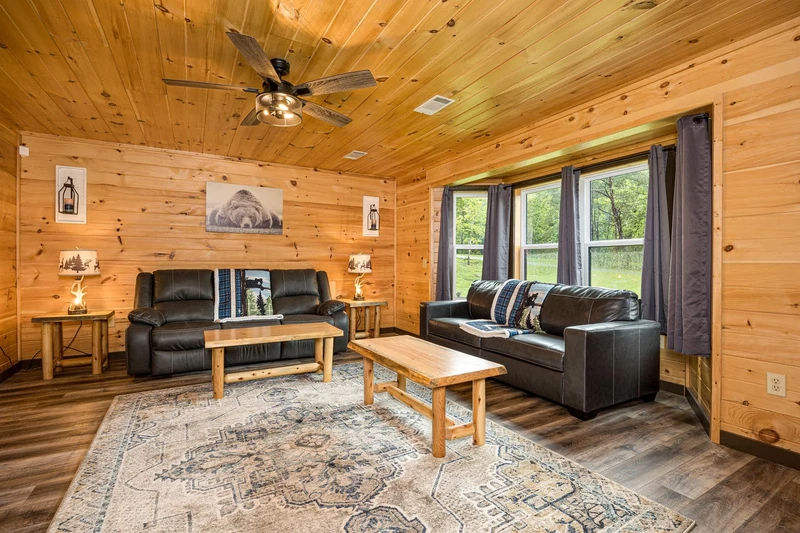 Living room at your Smoky Mountains cabin.