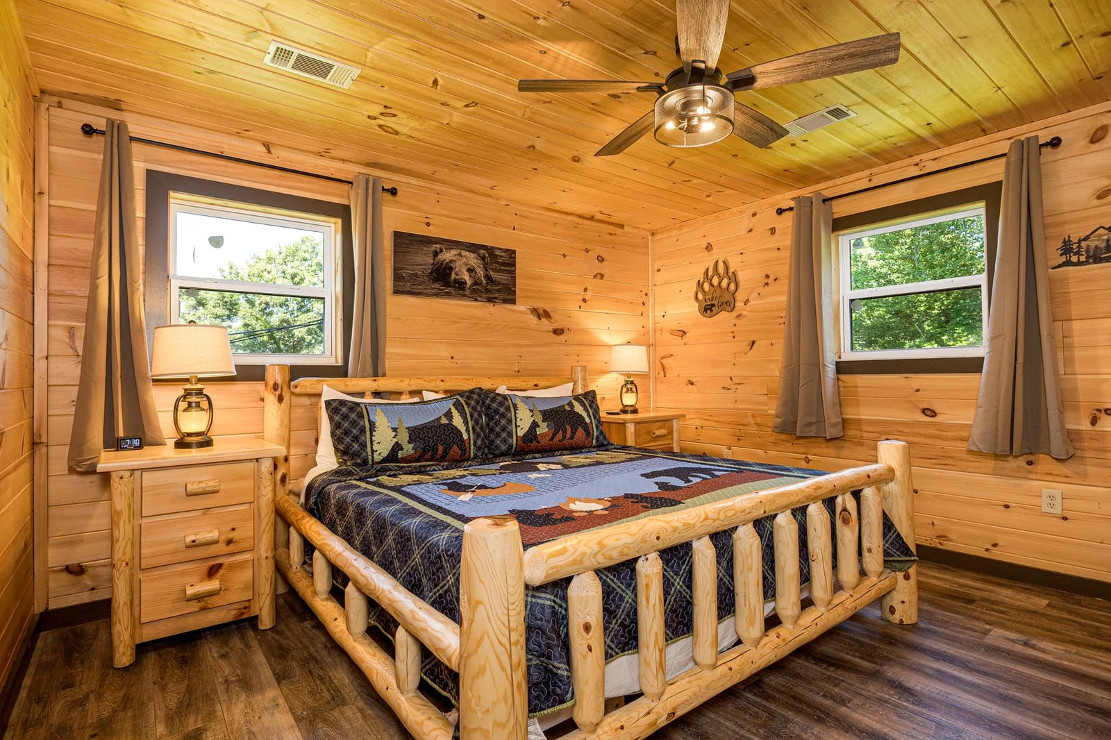 Your cabin's third bedroom with log bed.