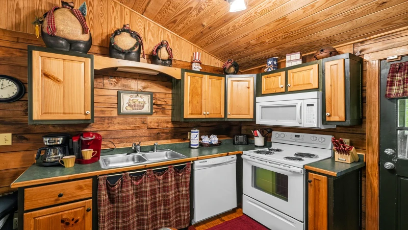 Fully equipped kitchen in your Smoky Mountain cabin rental.