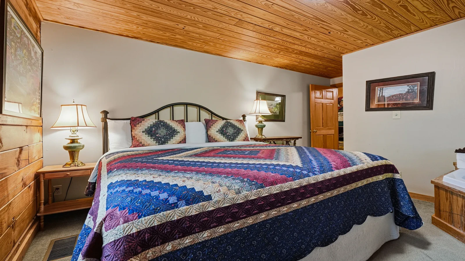 Comforting king size bed at your cabin in the Smokies.