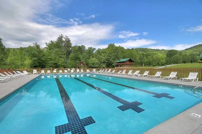 Outdoor Swimming pool Honey Suckle Meadows RV Park Wears Valley Tennessee.