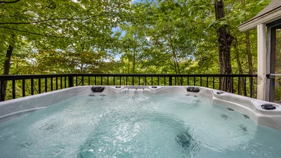 Hot tub located at your Gatlinburg chalet in Chalet Village with access to three resort pools.
