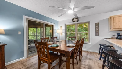 Your Gatlinburg chalet provides plenty of seating for family meals to late night snacks.
