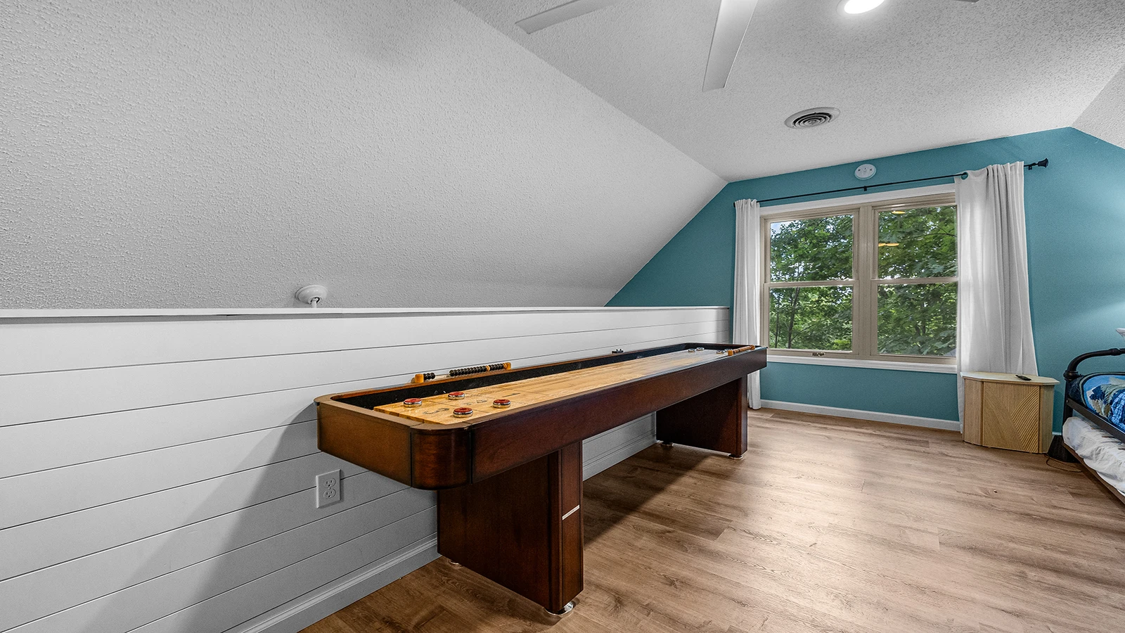 Play endless challenging games of shuffleboard with family and friends.