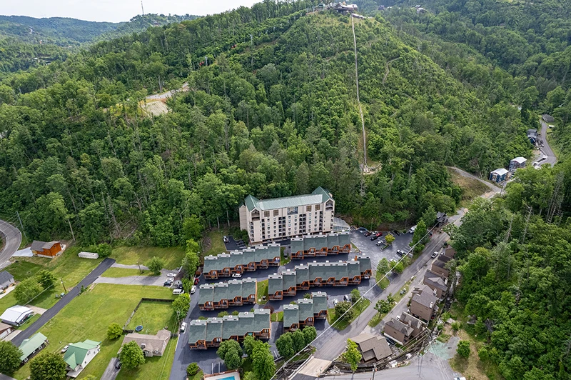Arial view of Gatlinburg Towers Condos.