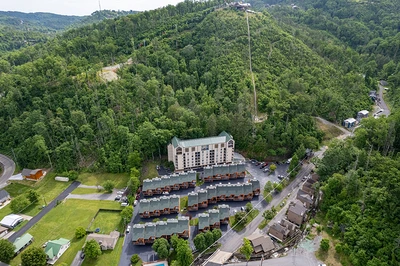 Arial view of Gatlinburg Towers Condos.