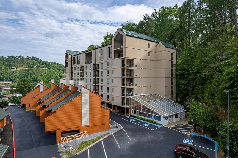Arial view of Gatlinburg Towers Condos.