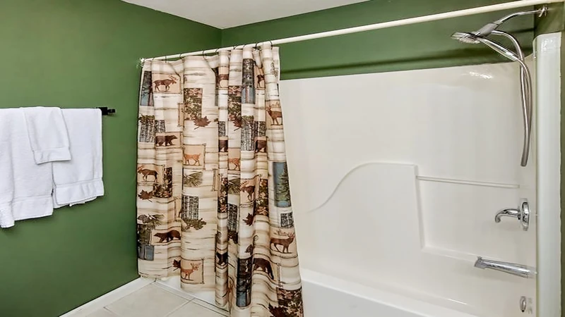 Tub and shower in bathroom one.