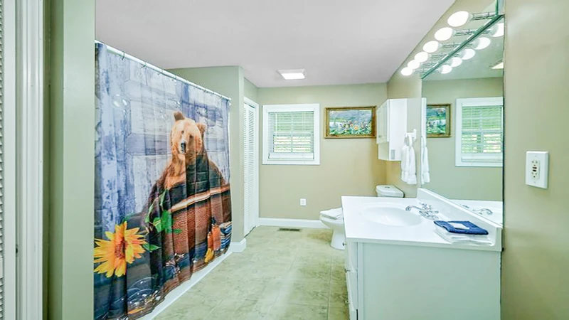 Tub and shower in bathroom two.