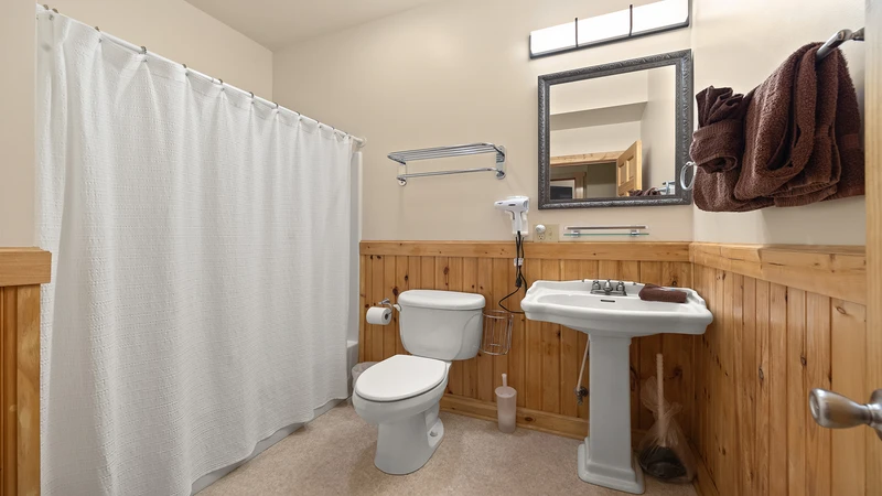 First of your cabin's three full bathrooms.