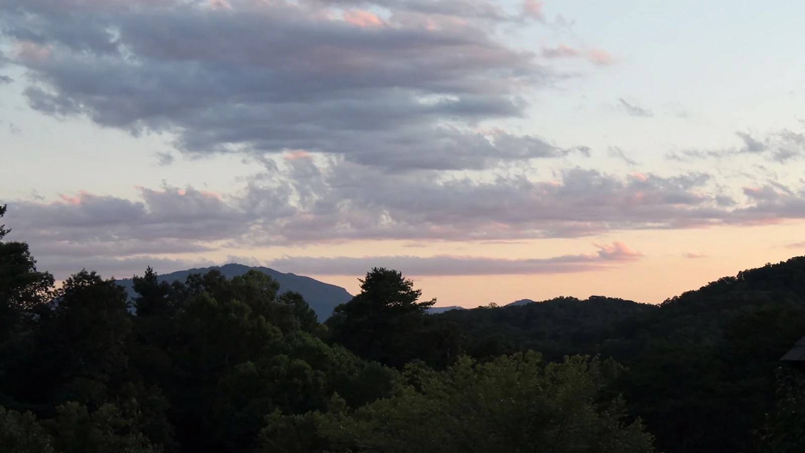 Sunset over your cabin in the Smoky Mountains of Tennessee.