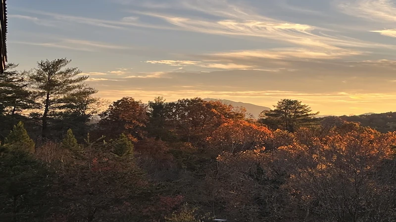 Smoky Mountains sunset in the Fall from Moonlight Pines Lodge. 