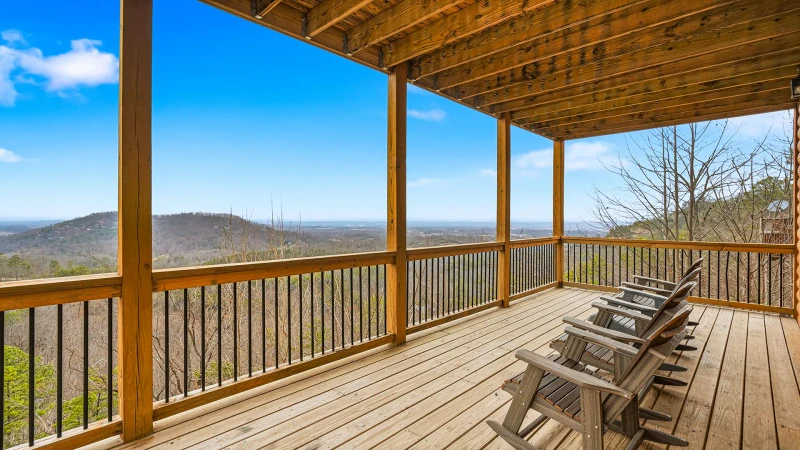 Porch rockers at your cabin with wonderful views of the Smoky Mountains.