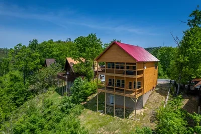 Aerial view of your Smoky Mountains cabin rental Chasing Views.