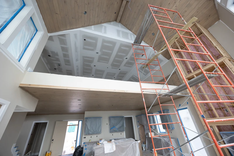 Looking up at your cabin's open loft area.