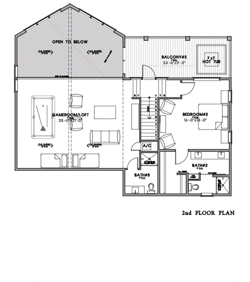 Milk & Honey cabin rental floorplan 2nd floor.