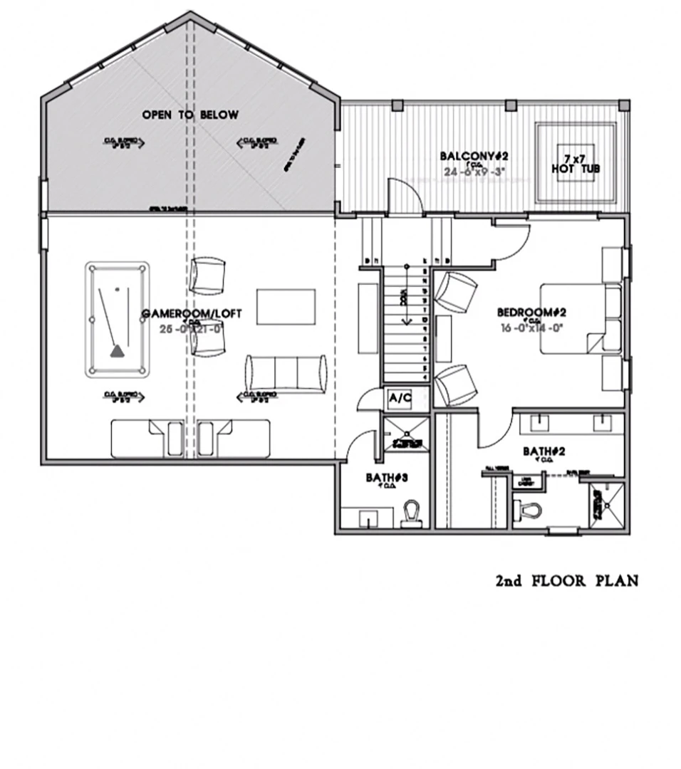 Milk & Honey cabin rental floorplan 2nd floor.