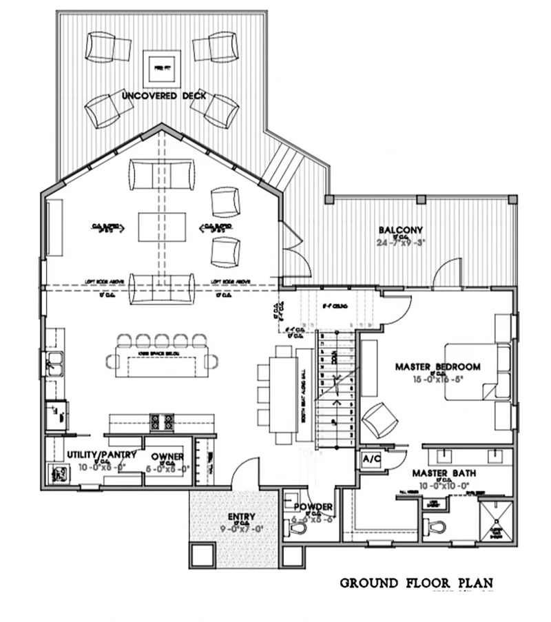 Milk & Honey cabin rental floorplan main floor.