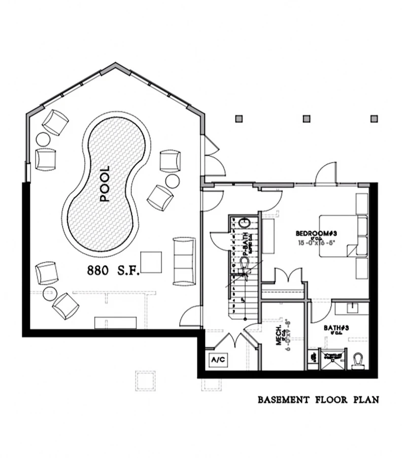 Milk & Honey cabin rental floorplan basement floor.