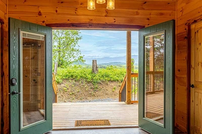 Entry to your cabin with Smoky Mountain views.